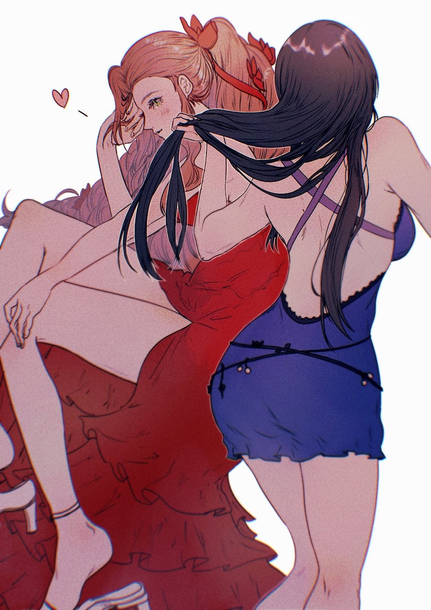 tifa lockhart and aerith gainsborough (final fantasy and 2 more) drawn by sera_(serappi)