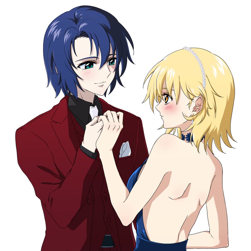 cagalli yula athha and athrun zala (gundam and 1 more) drawn by saeka
