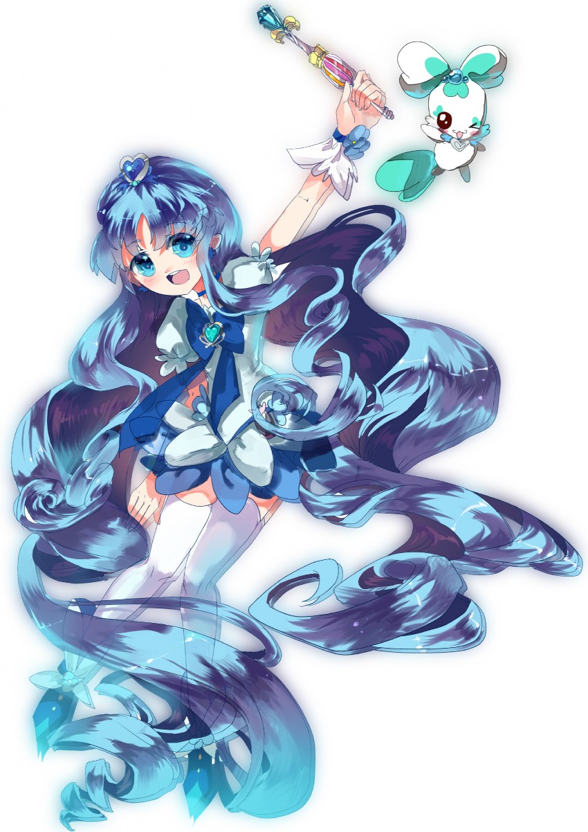kurumi erika, cure marine, and coffret (precure and 1 more) drawn by hoshika_ranoe