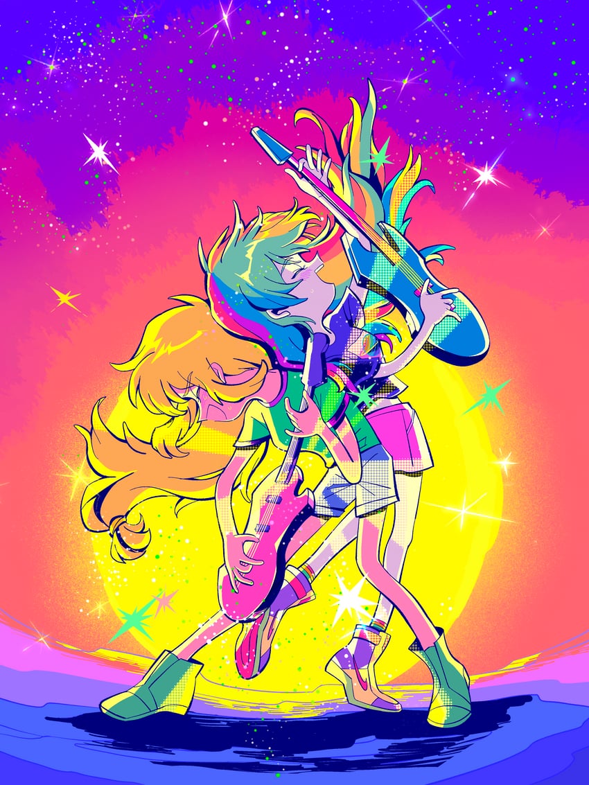 rainbow dash and applejack (my little pony and 2 more) drawn by maimu_(polka)