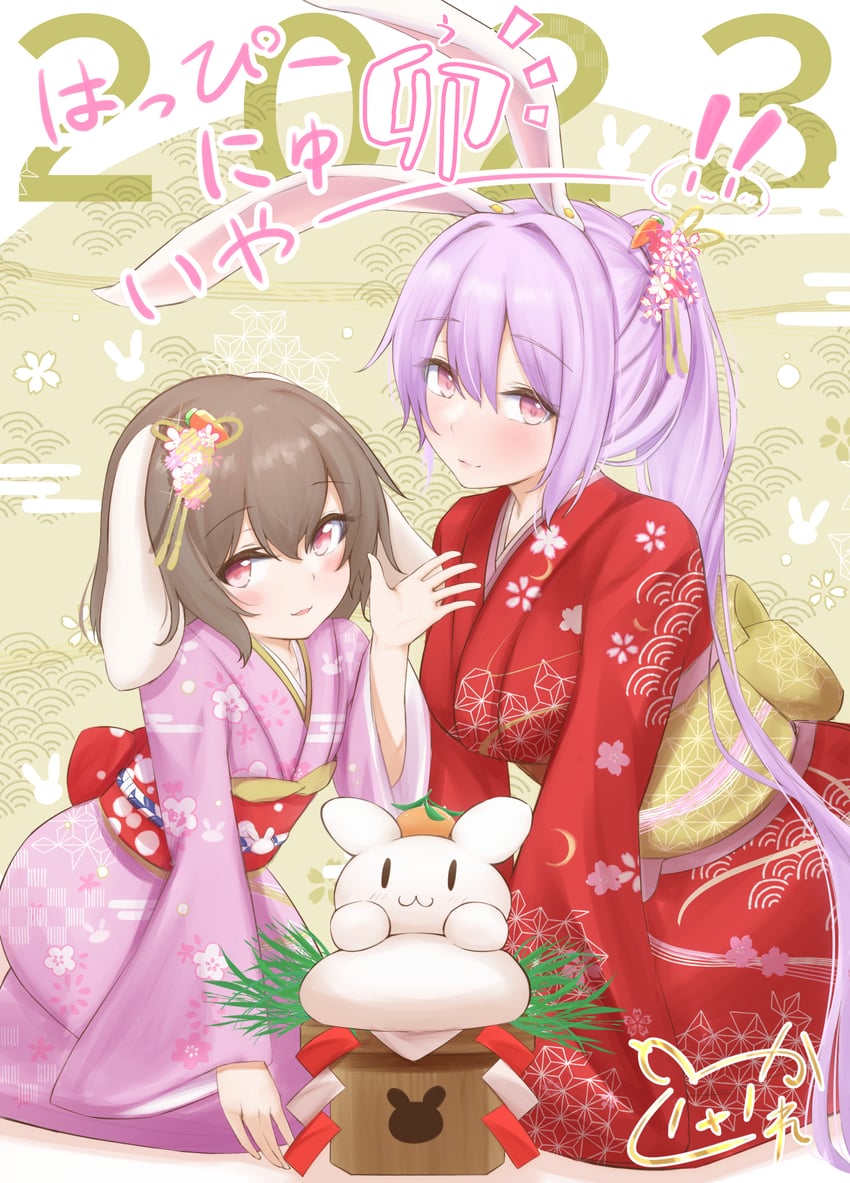 reisen udongein inaba, inaba tewi, and inaba mob (touhou) drawn by usaka_ray