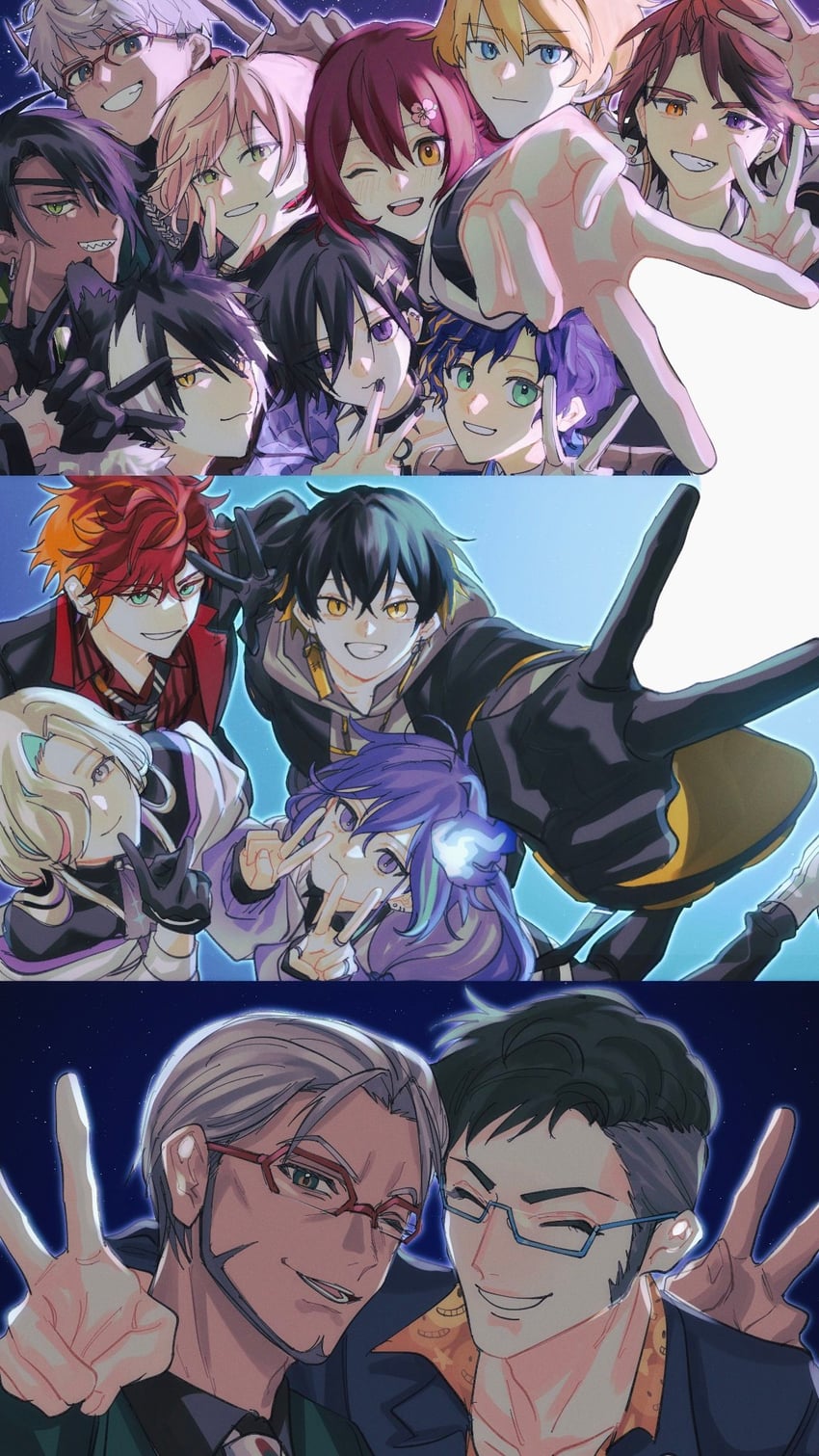 hanasaki miyabi, yukoku roberu, kishido temma, minase rio, kageyama shien, and 9 more (holostars) drawn by momiage_40