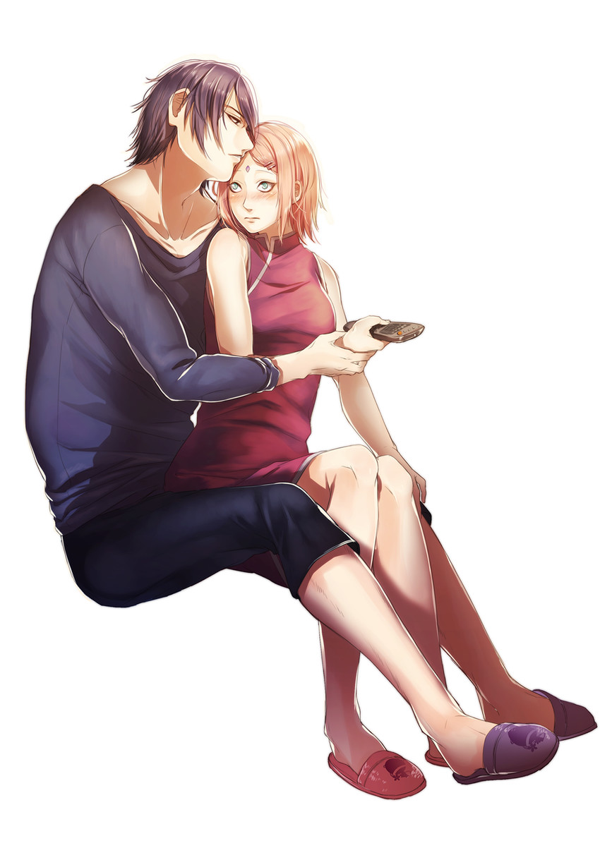 haruno sakura and uchiha sasuke (naruto) drawn by amase_(siki696)