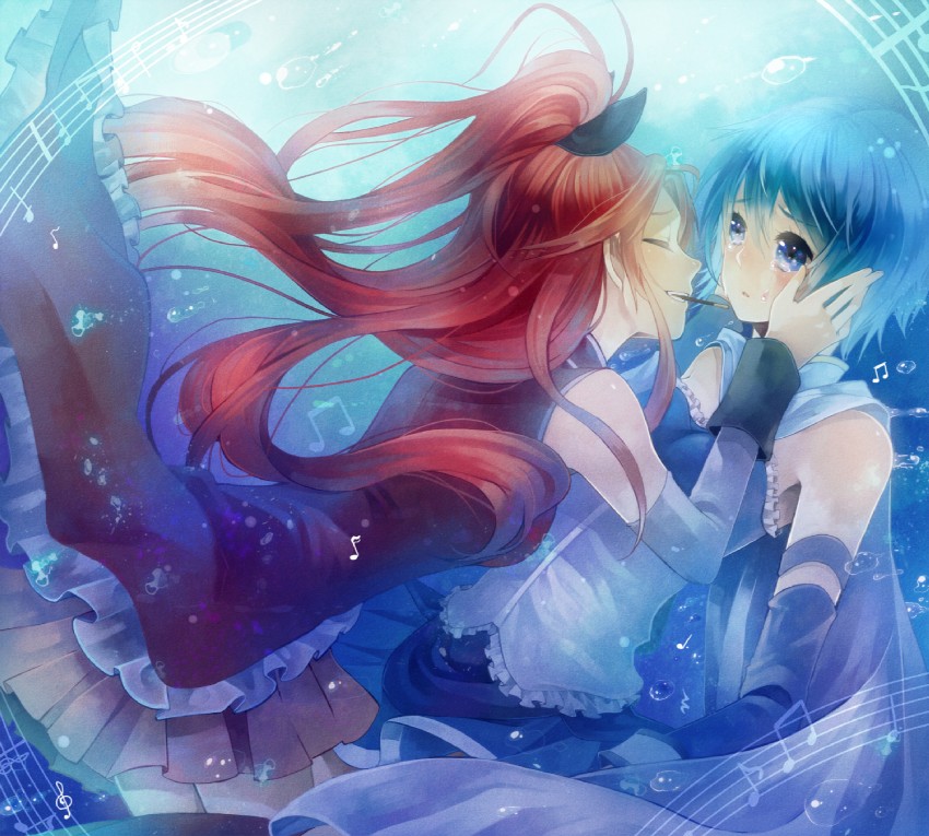 miki sayaka and sakura kyoko (mahou shoujo madoka magica) drawn by tsukudato