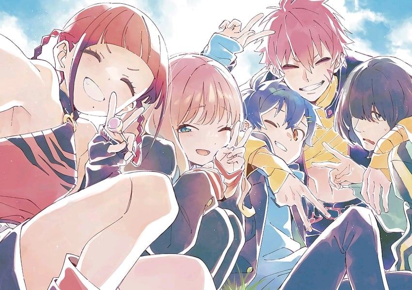 minami yume, asanaka yomogi, asukagawa chise, gauma, and yamanaka koyomi (gridman universe and 1 more) drawn by abe_aoi