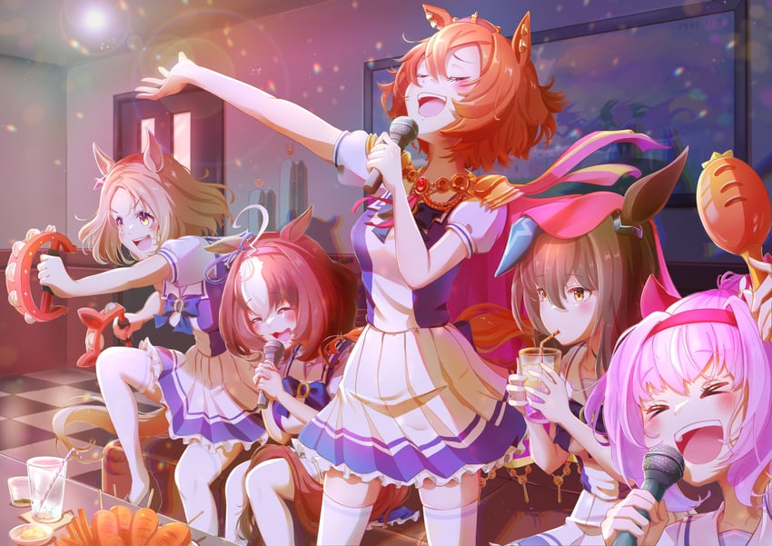 admire vega, haru urara, t.m. opera o, meisho doto, and narita top road (umamusume) drawn by kongariinu