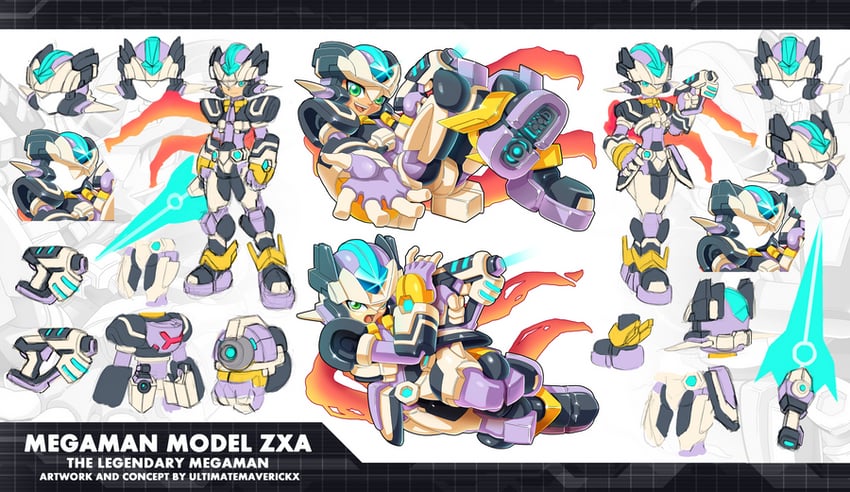aile, vent, model x, model zx, model z, and 1 more (mega man and 2 more) drawn by ultimatemaverickx