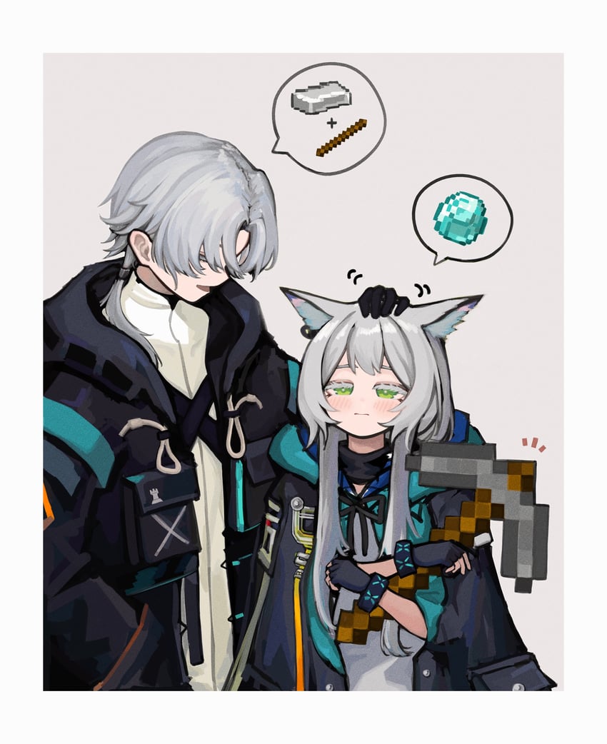 doctor, rosmontis, and male doctor (arknights and 1 more) drawn by 8rk9