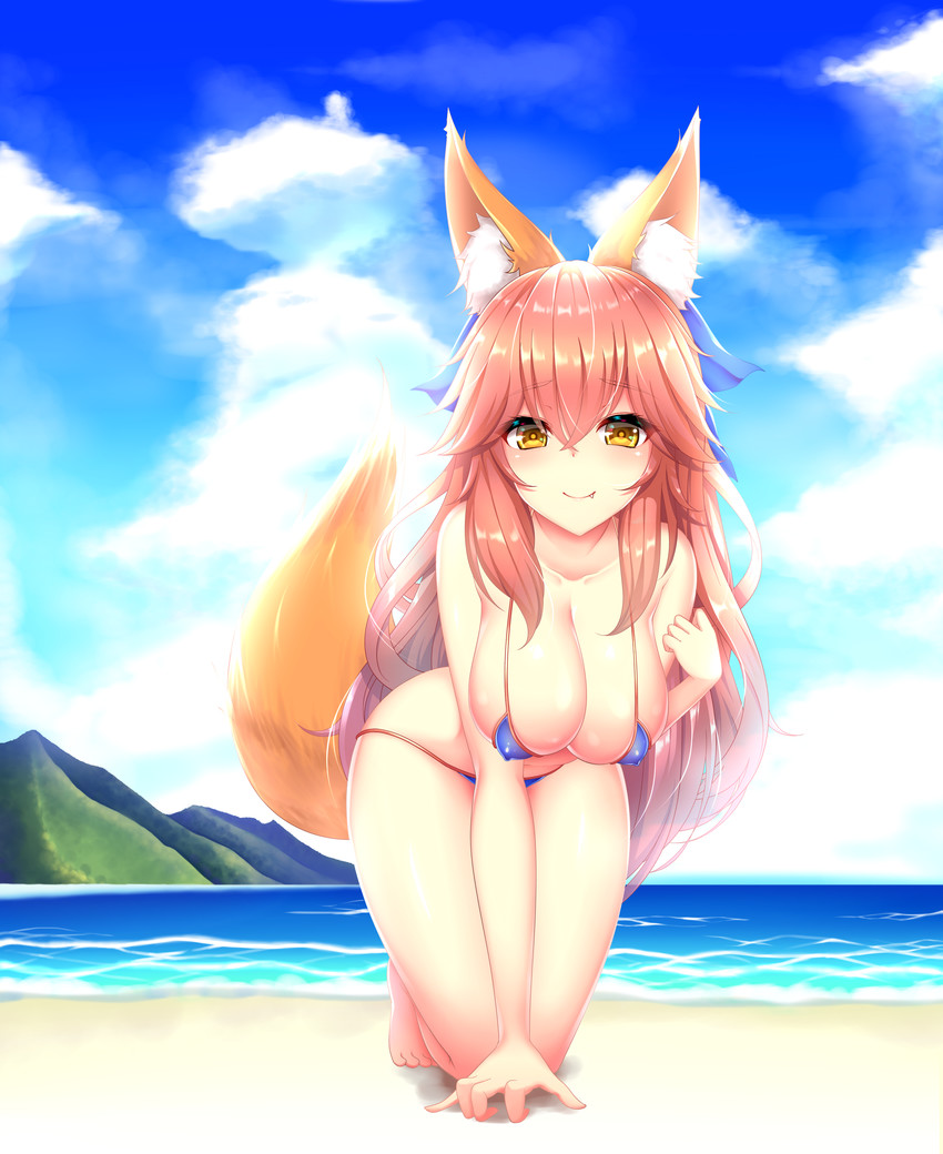tamamo and tamamo no mae (fate and 2 more) drawn by momoriko