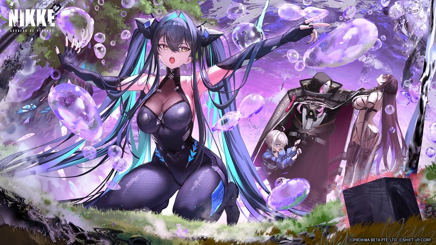 little mermaid, mihara, mori, and yuni (goddess of victory: nikke) drawn by salmon88