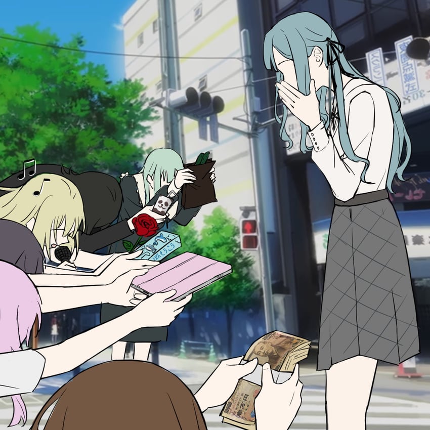 chihaya anon, togawa sakiko, nagasaki soyo, wakaba mutsumi, yahata umiri, and 2 more (bang dream! and 1 more) drawn by comfort_zoner