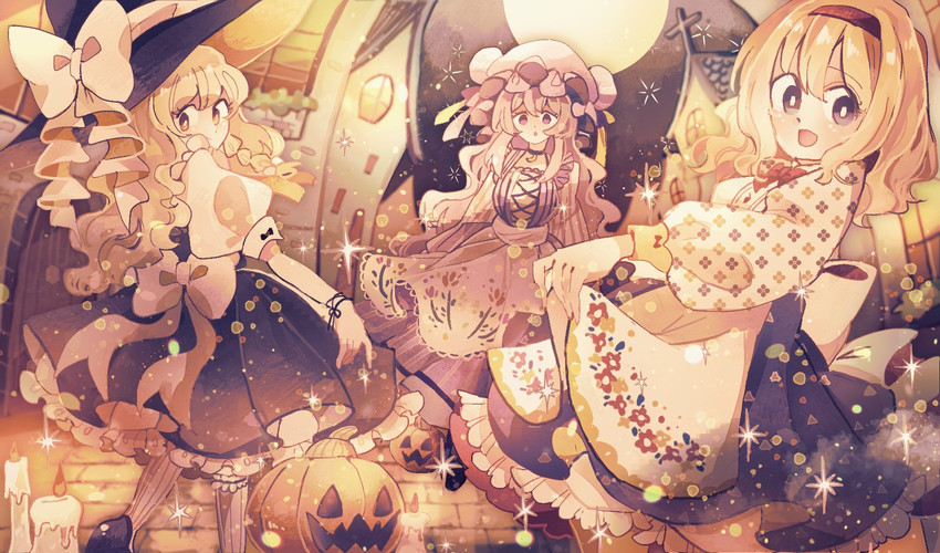 kirisame marisa, alice margatroid, and patchouli knowledge (touhou) drawn by ratto_(mobilis_1870)