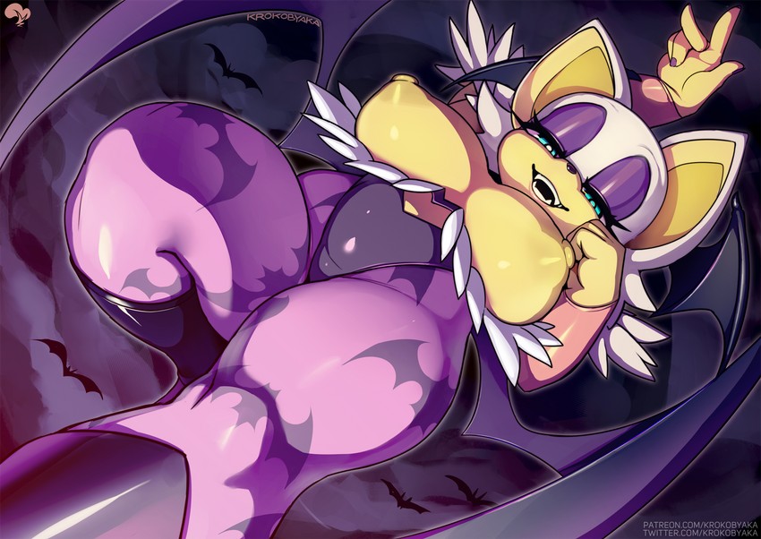morrigan aensland and rouge the bat (sonic and 1 more) drawn by krokobyaka