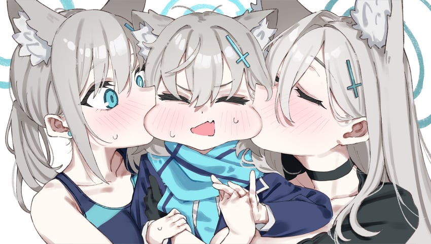 shiroko and shiroko terror (blue archive) drawn by hanakonenne