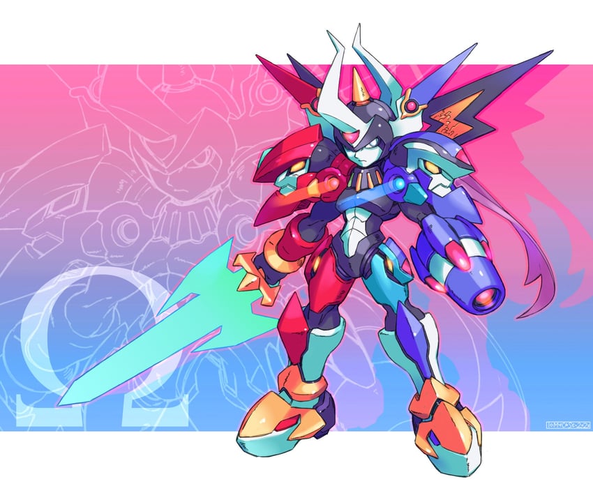 omega (mega man and 2 more) drawn by tomycase