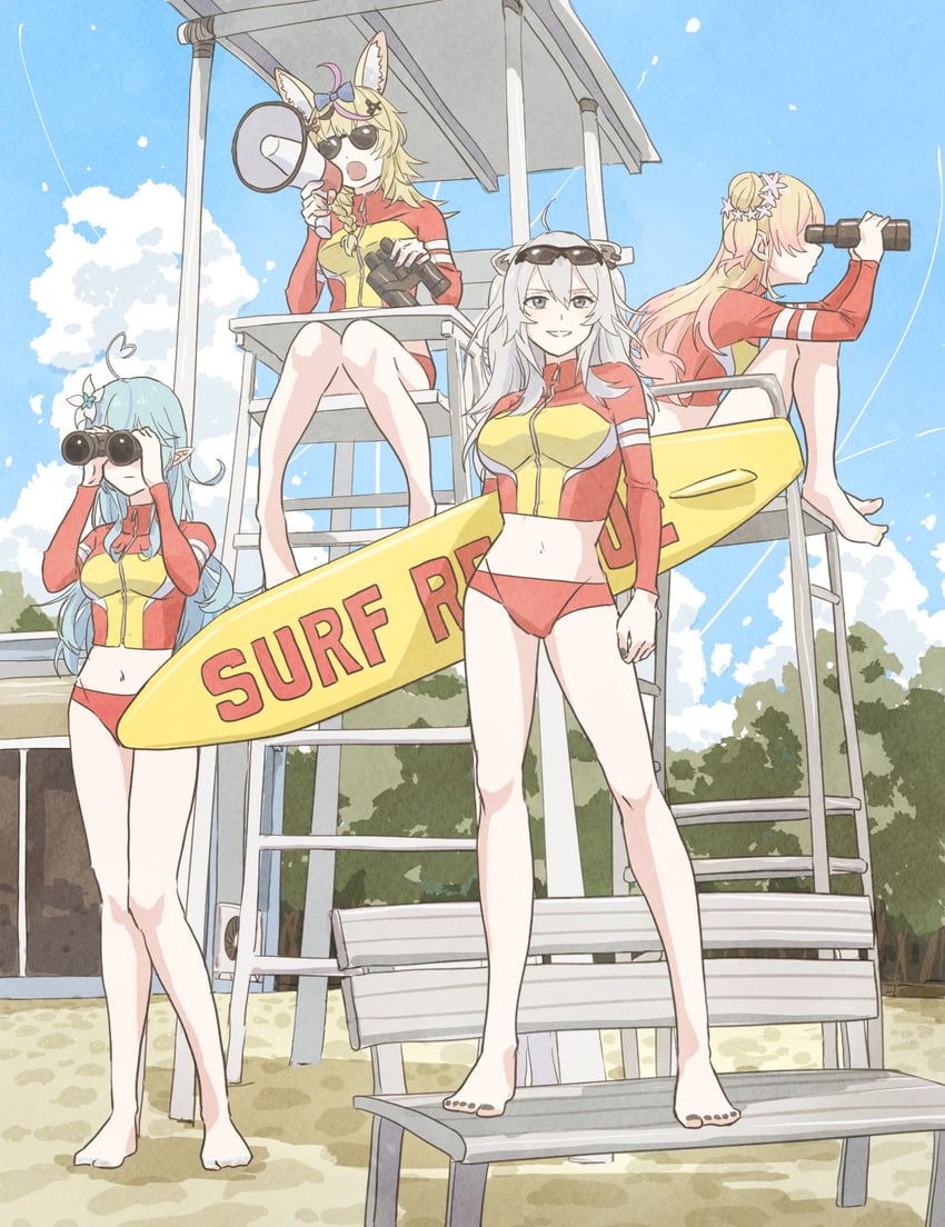 yukihana lamy, shishiro botan, omaru polka, and momosuzu nene (hololive) drawn by tauyoshi728
