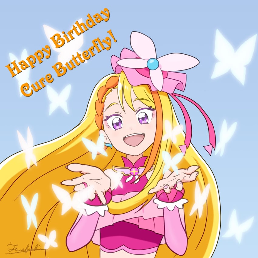hijiri ageha and cure butterfly (precure and 1 more) drawn by fuefukipiper