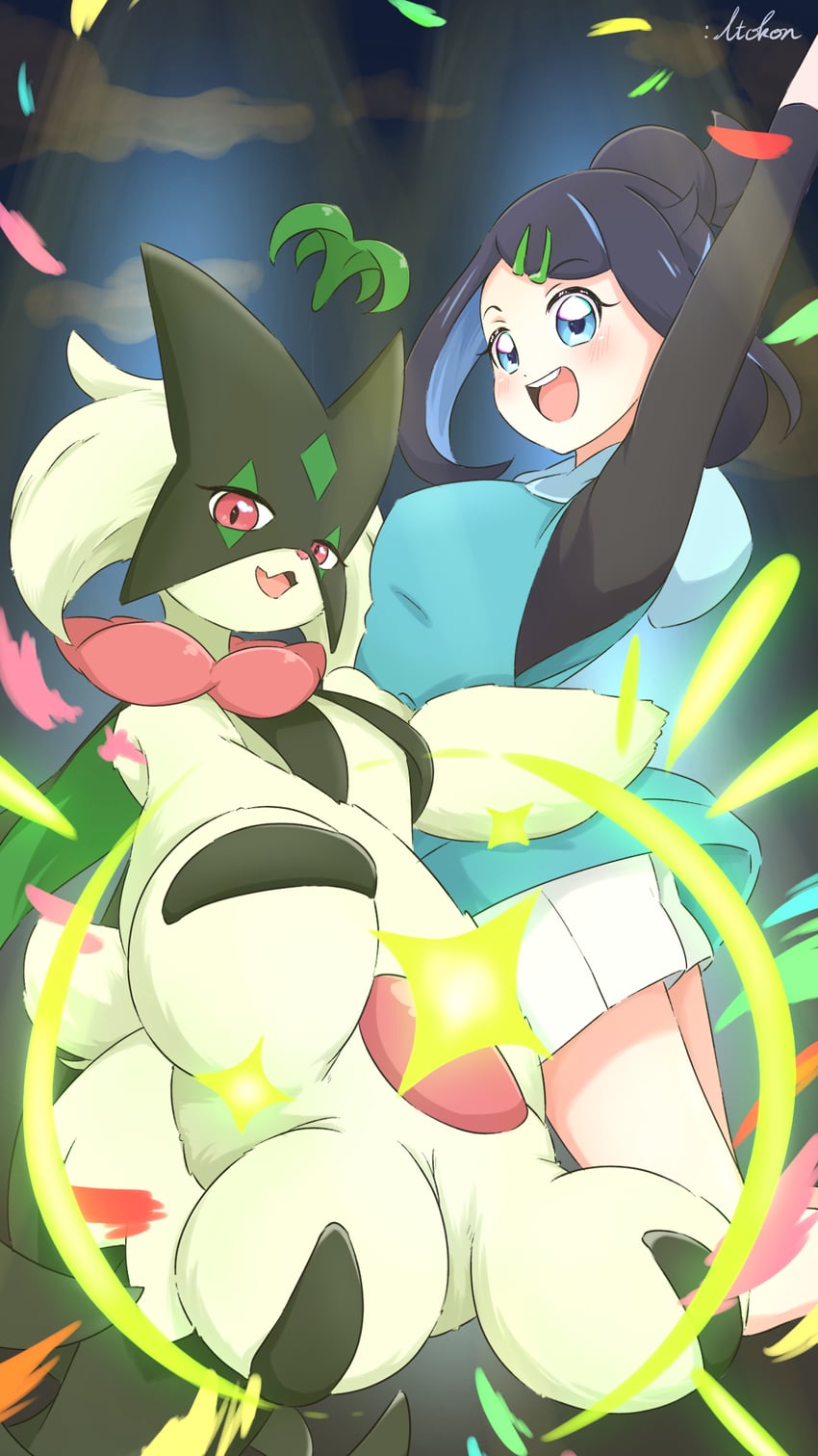liko and meowscarada (pokemon and 1 more) drawn by itokon