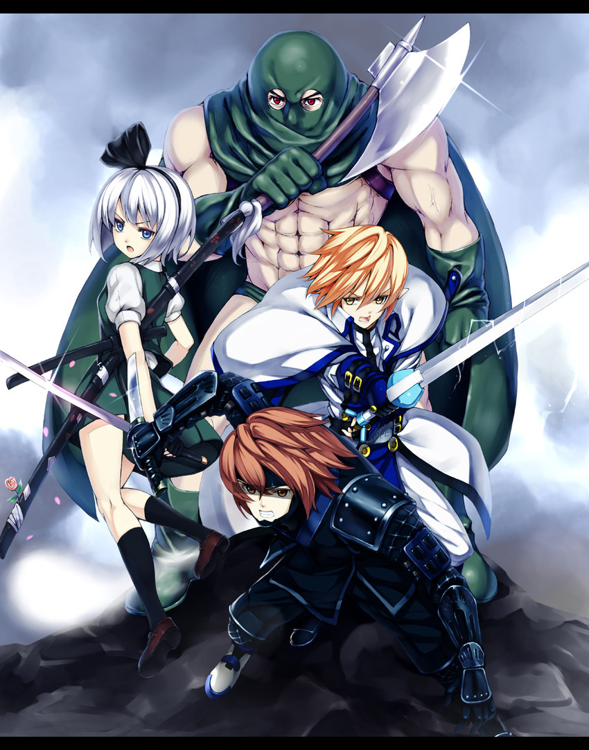 konpaku youmu, ky kiske, kitanai ninja, and kandar (touhou and 4 more) drawn by takemori_shintarou
