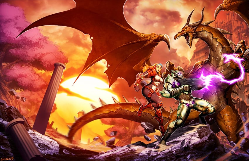 vanessa and gunlord (gunlord and 1 more) drawn by genzoman