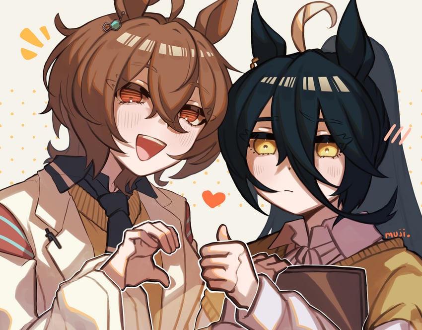 agnes tachyon and manhattan cafe (umamusume) drawn by mujintou_png