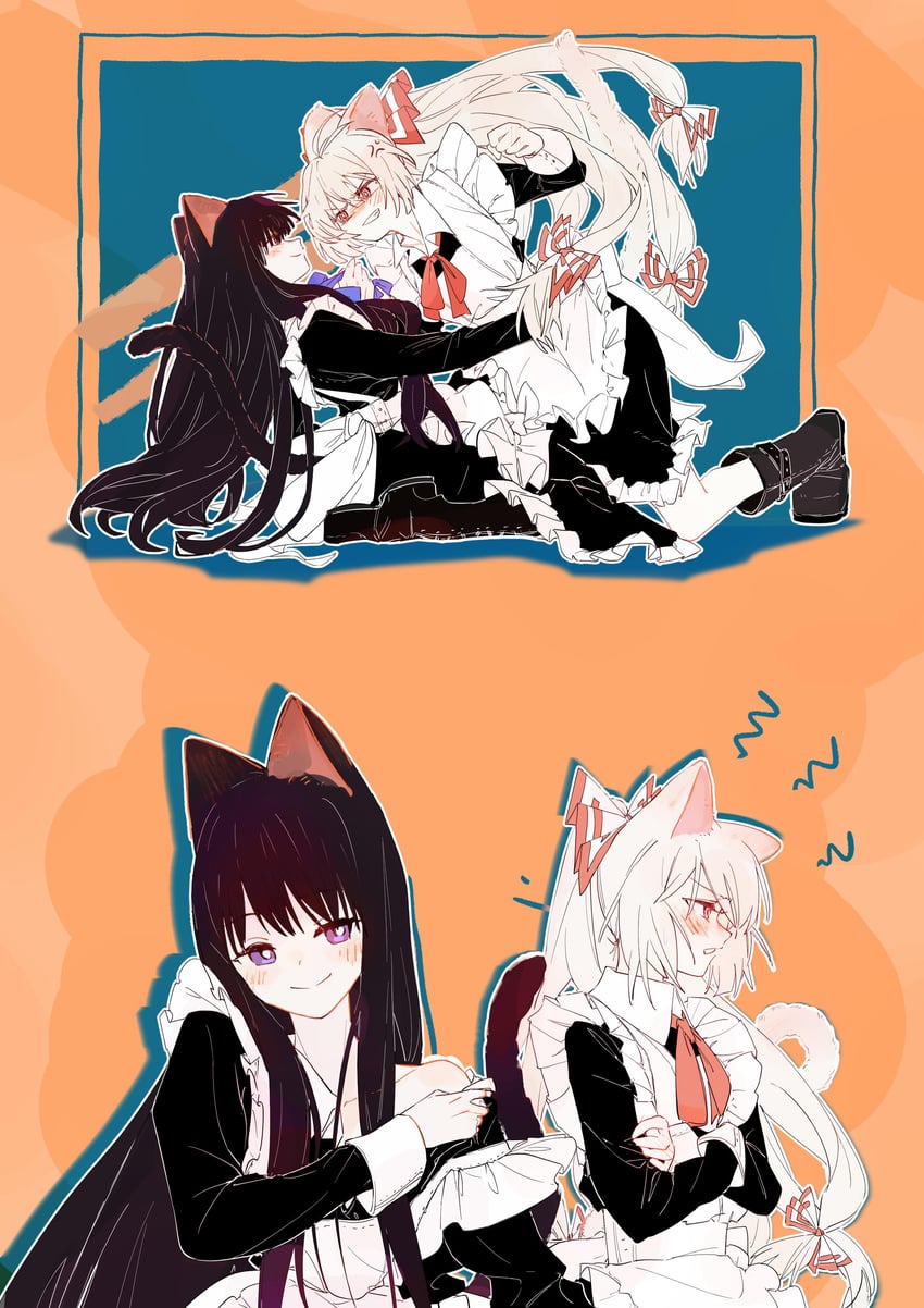 fujiwara no mokou and houraisan kaguya (touhou) drawn by ydpfa