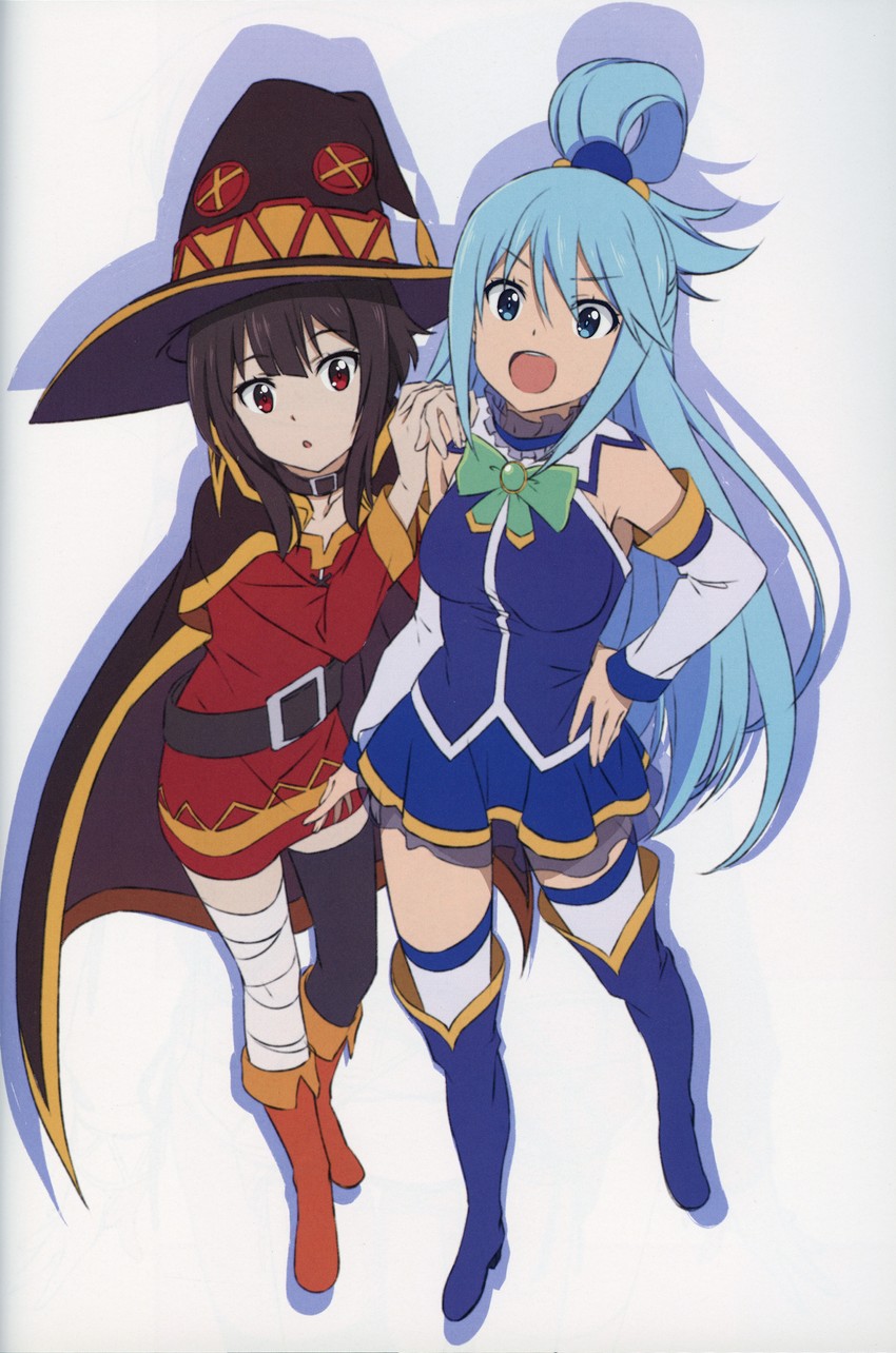 megumin and aqua (kono subarashii sekai ni shukufuku wo!) drawn by yamamoto_shuuhei