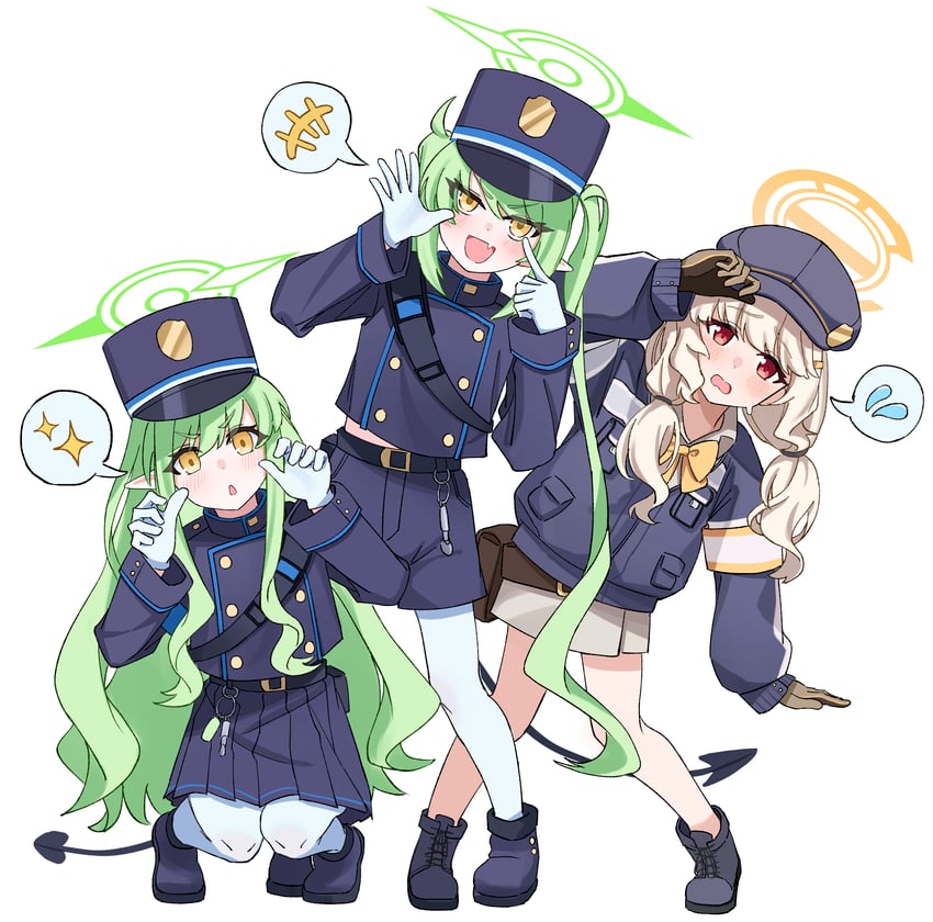 hikari, nozomi, and aoba (blue archive) drawn by doumu_(31678316)
