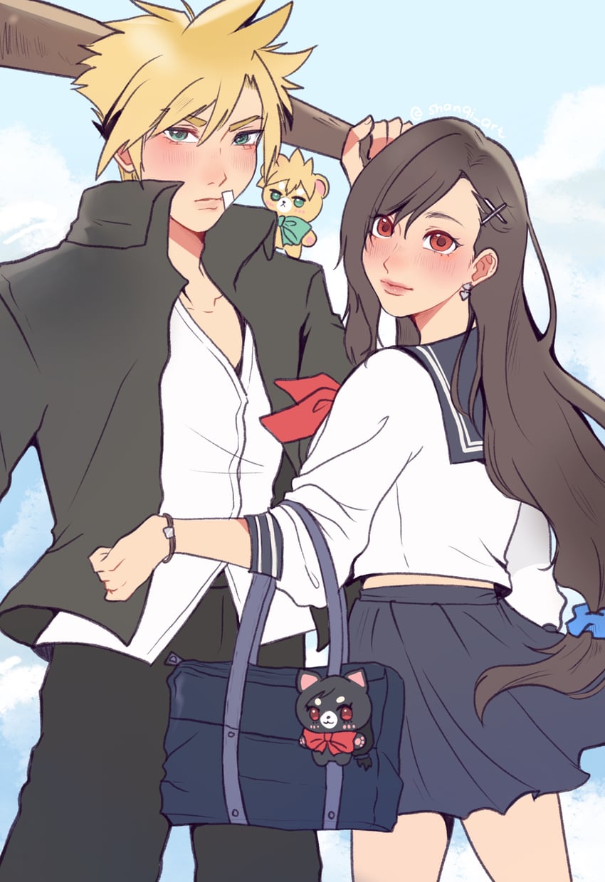 tifa lockhart and cloud strife (final fantasy and 2 more) drawn by char_(shanqi_art)