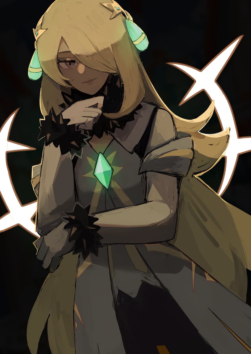 cynthia (pokemon and 1 more) drawn by haru_(haru-n)