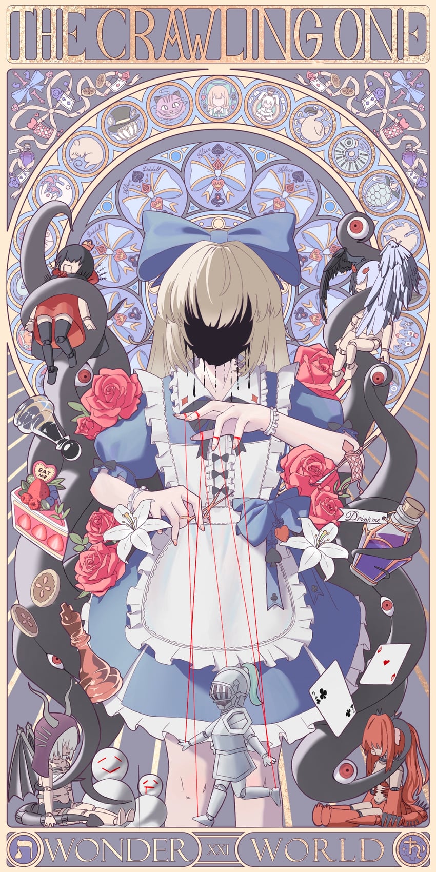 alice, grimm, node, dodo, jabberwock, and 9 more (black souls and 1 more) drawn by chxulozsx