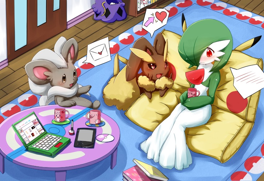 gardevoir, pikachu, lopunny, chansey, electrode, and 4 more (pokemon and 1 more) drawn by yu_yun