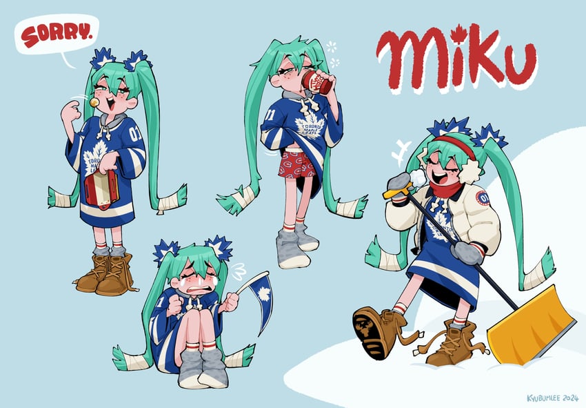 hatsune miku and canadian miku (vocaloid and 3 more) drawn by kyu-bum_lee