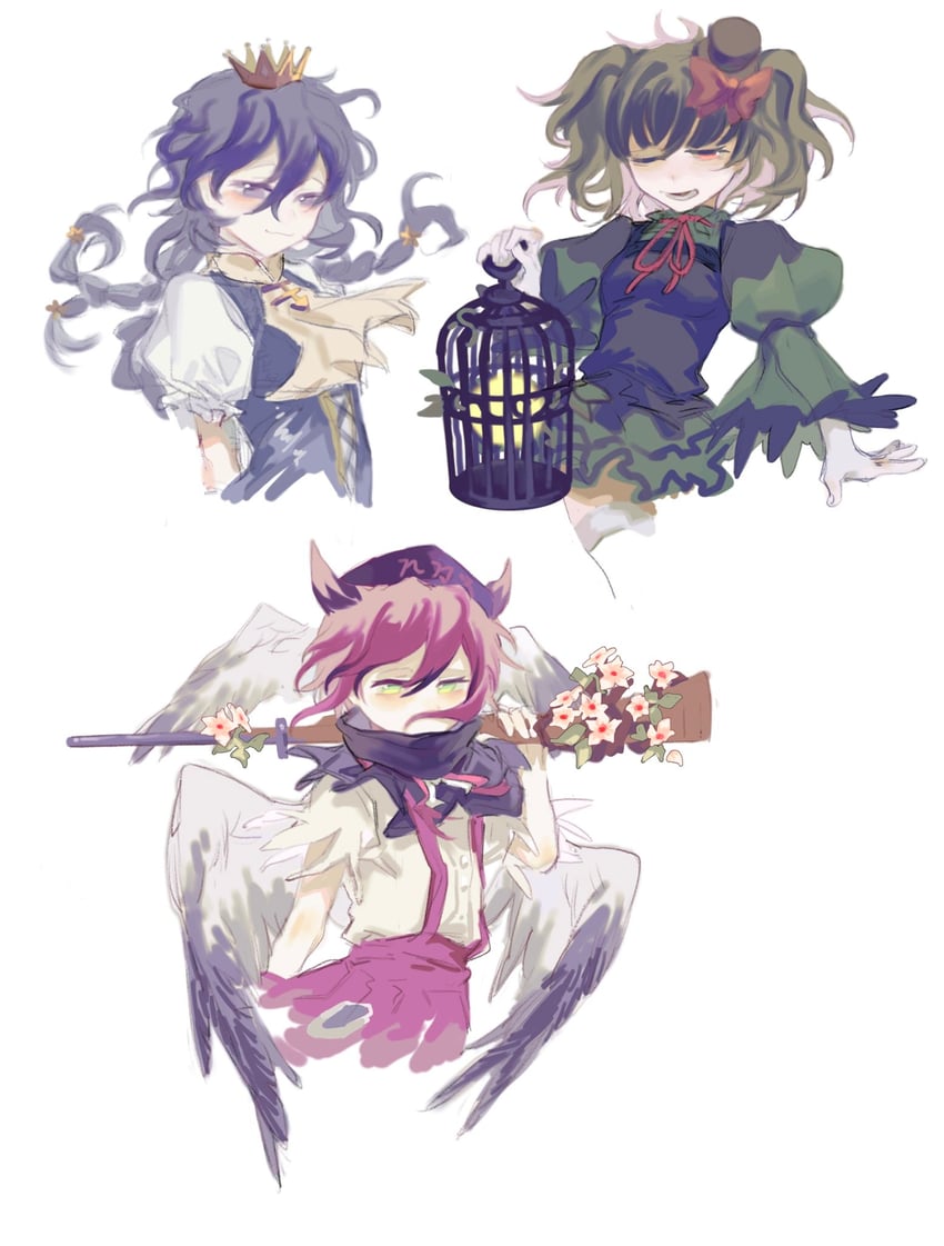 klara nevsky, padma raksasa, and mitsurugi nueko (original and 4 more) drawn by badai