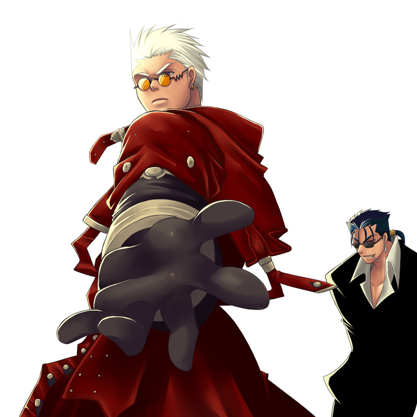 cu chulainn, archer, vash the stampede, and nicholas d. wolfwood (fate and 2 more) drawn by yu_(8dgc4mfc)