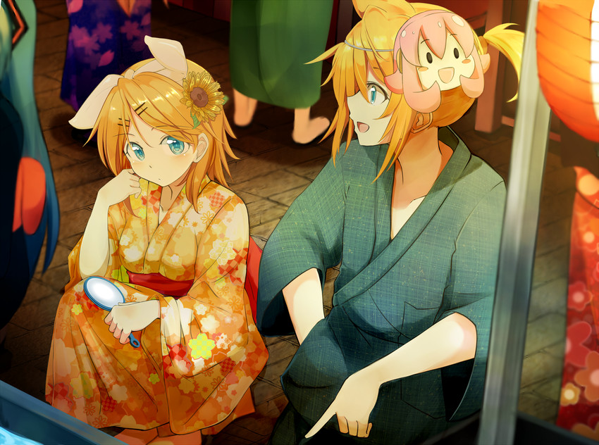 kagamine rin, kagamine len, megurine luka, and takoluka (vocaloid) drawn by kazenoko