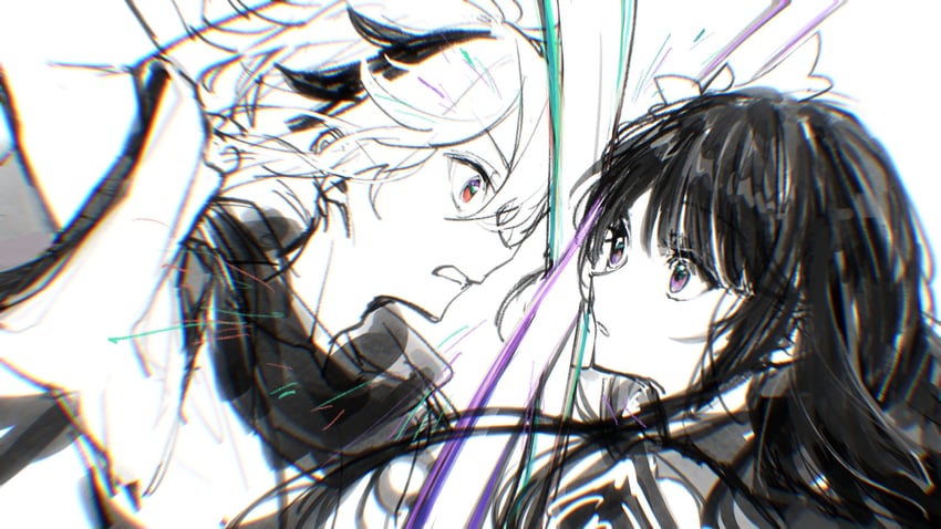 raiden shogun and kaedehara kazuha (genshin impact) drawn by aimieria