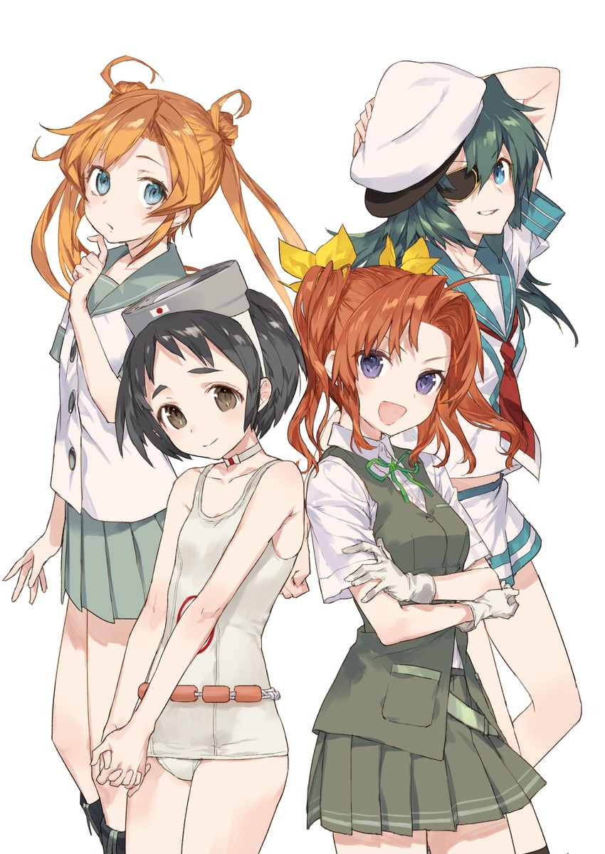 kiso, kagerou, abukuma, and maru-yu (kantai collection) drawn by noco_(adamas)