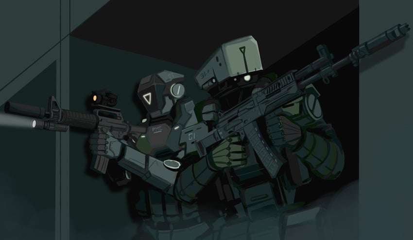 cyclops and kaiser pmc robot mercenary (blue archive and 1 more) drawn by parabellum