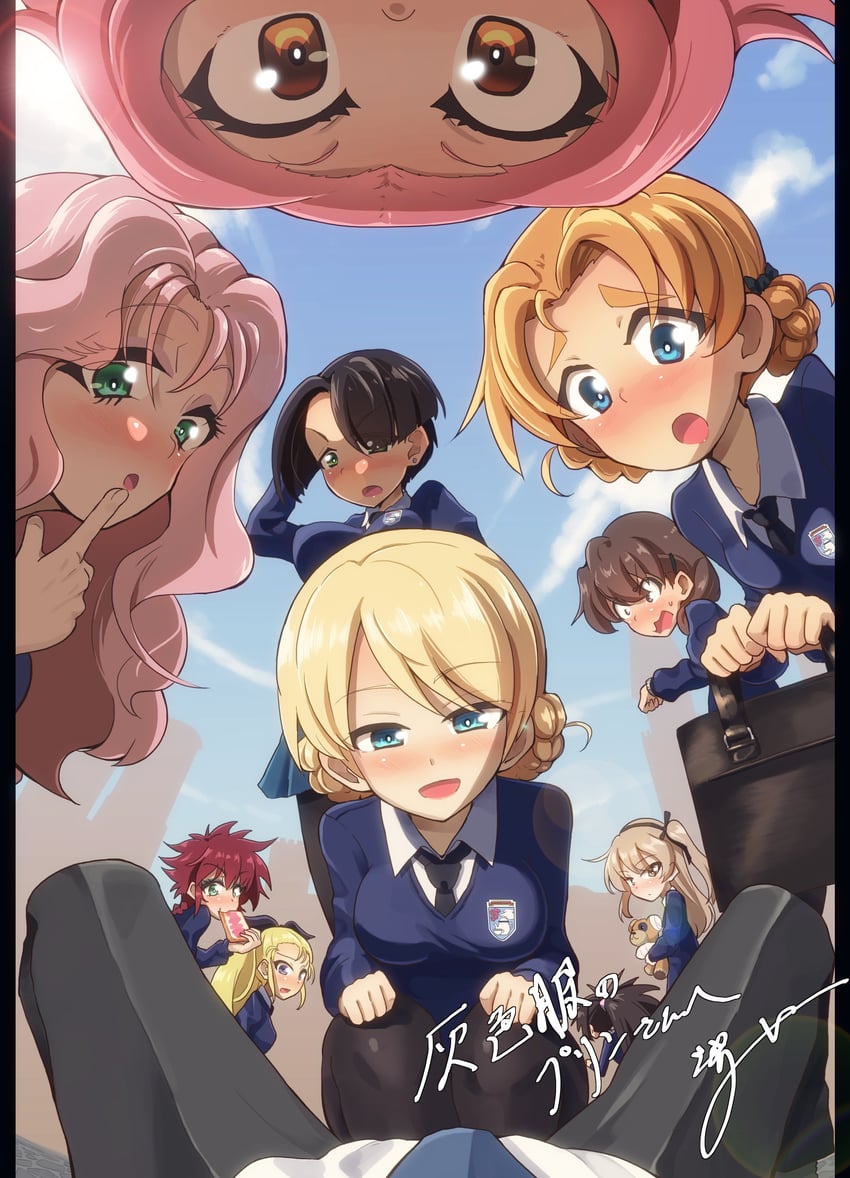 darjeeling, shimada arisu, boko, orange pekoe, rosehip, and 5 more (girls und panzer) drawn by jinguu_(4839ms)