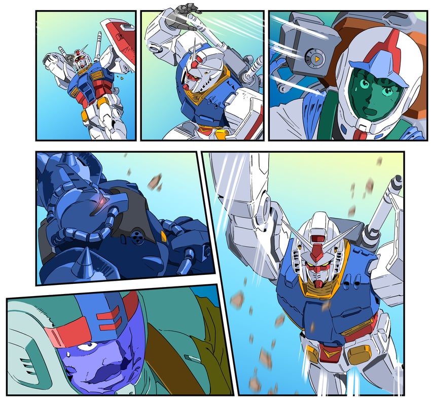 rx-78-2 gundam, amuro ray, gouf, and ramba ral (gundam and 2 more) drawn by kazami_ryoma