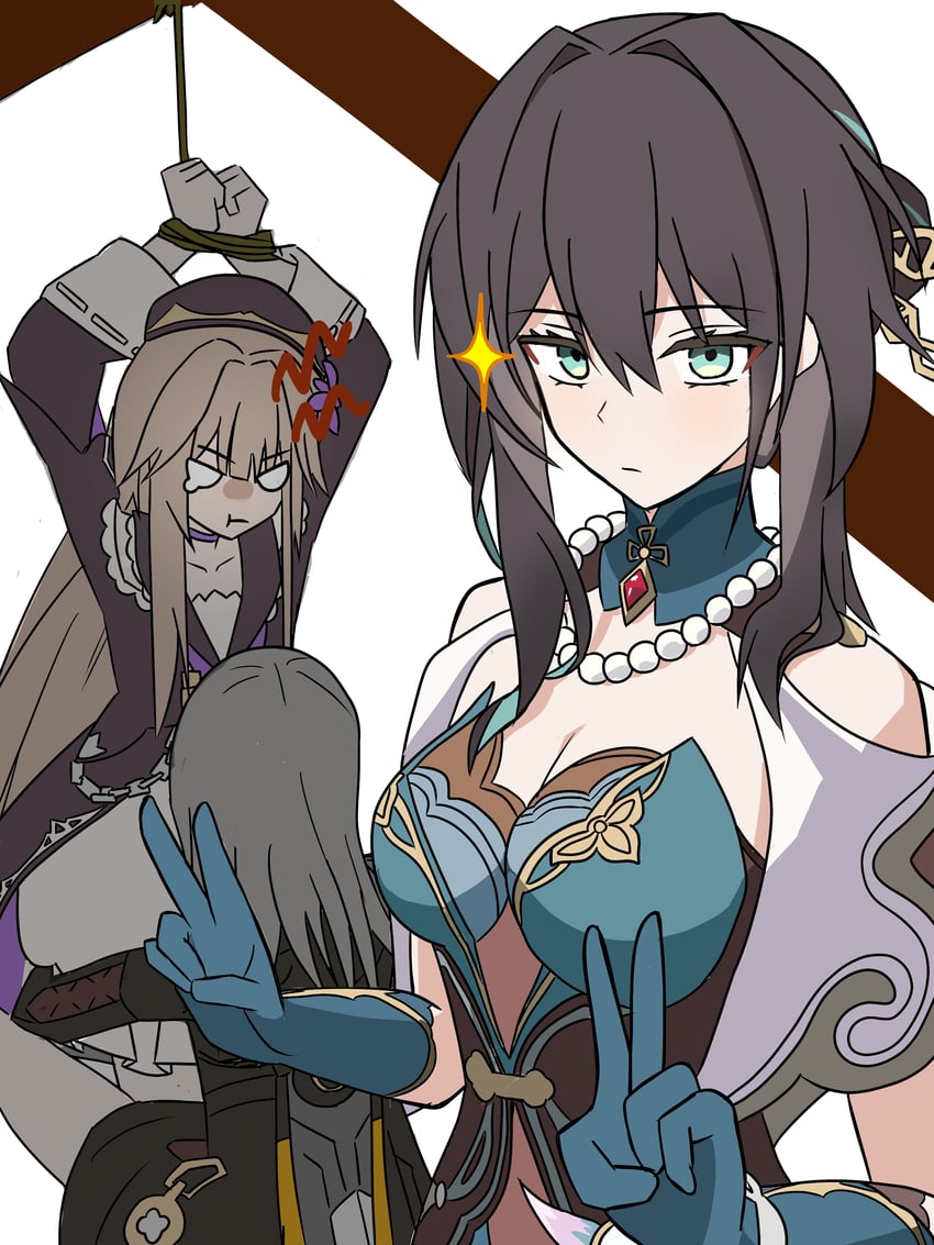 trailblazer, stelle, herta, and ruan mei (honkai and 1 more) drawn by wadakamari