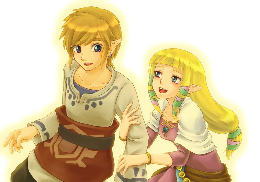 link and princess zelda (the legend of zelda and 1 more) drawn by chikuwa_(rinka)