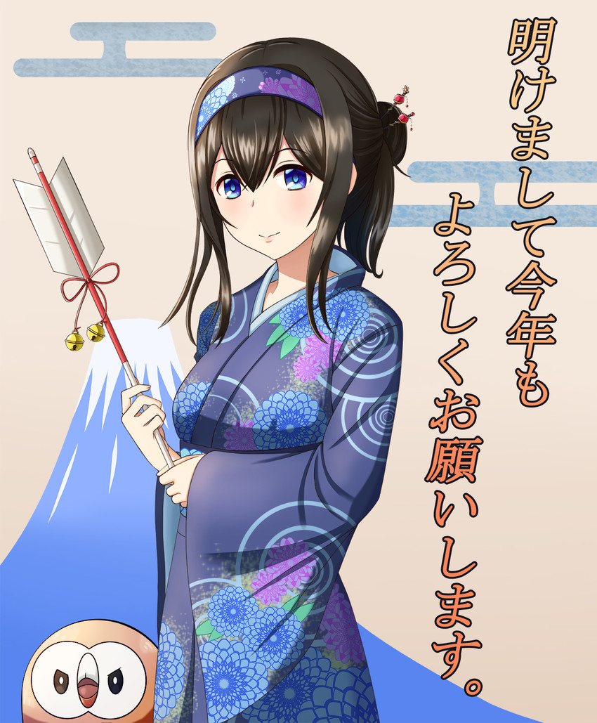 sagisawa fumika and rowlet (pokemon and 3 more) drawn by zussunn