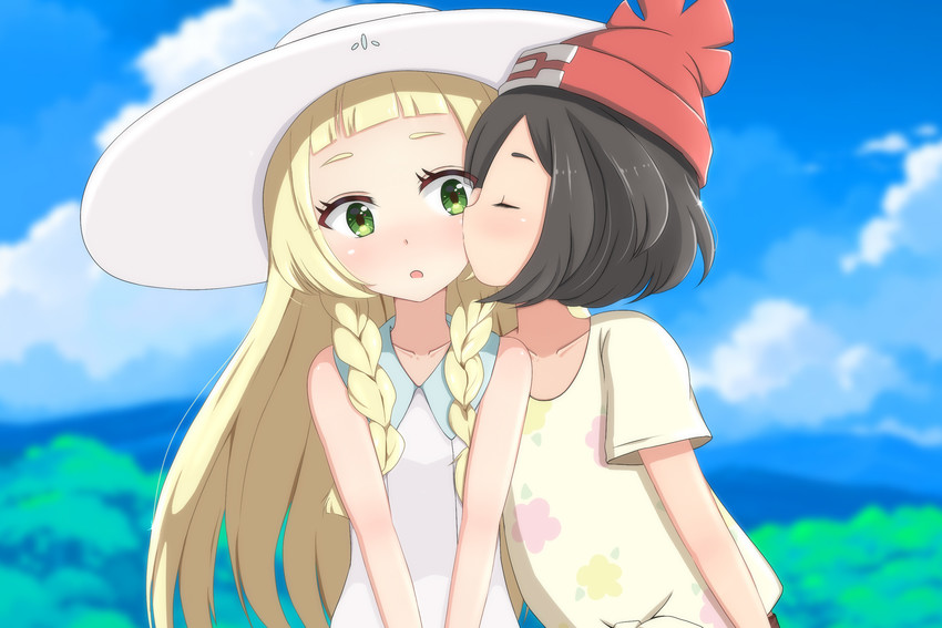 lillie and selene (pokemon and 1 more) drawn by nekosination