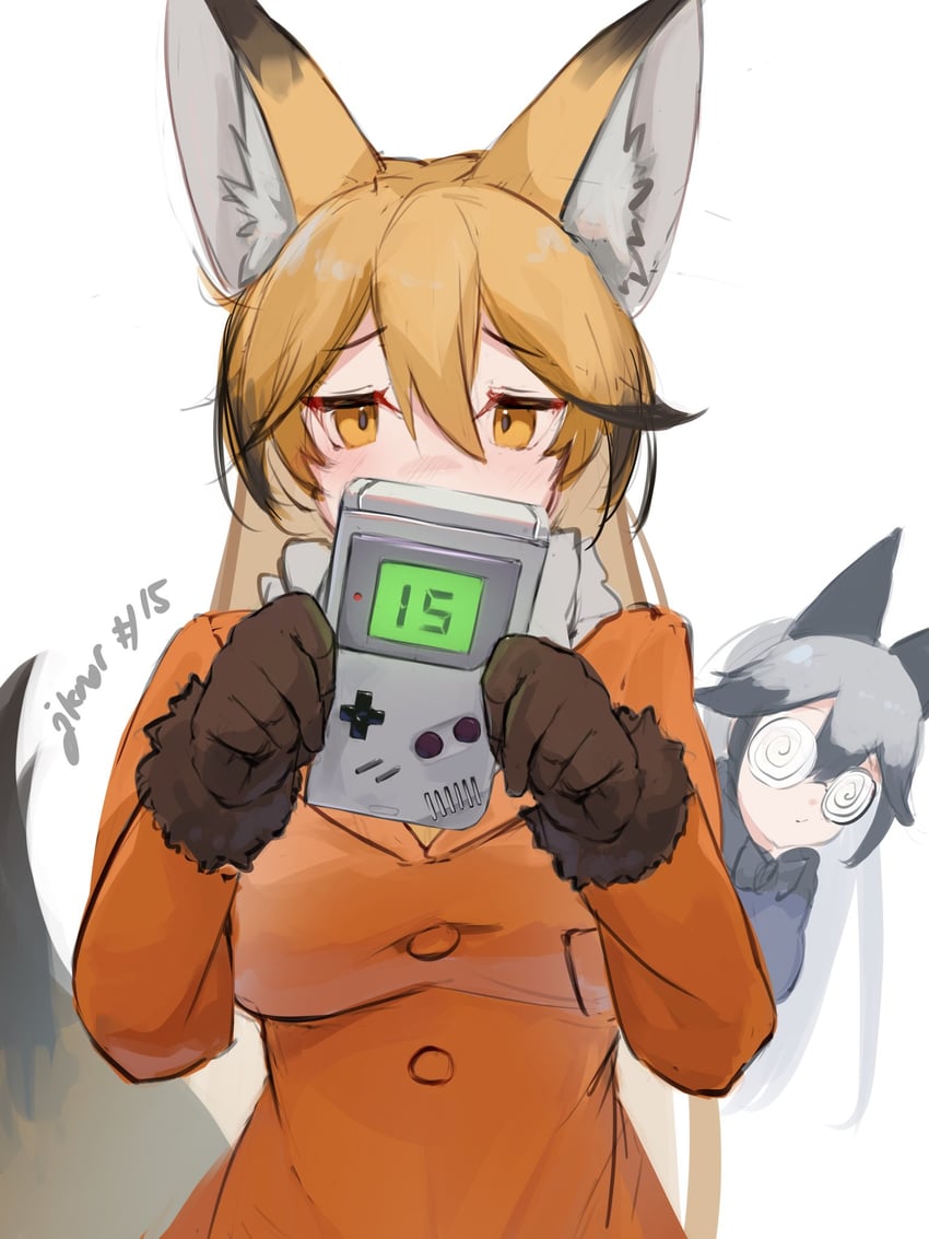 silver fox and ezo red fox (kemono friends) drawn by jknor