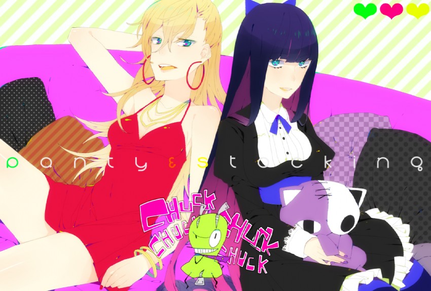 stocking, panty, honekoneko, and chuck (panty & stocking with garterbelt) drawn by yuuhi_homare
