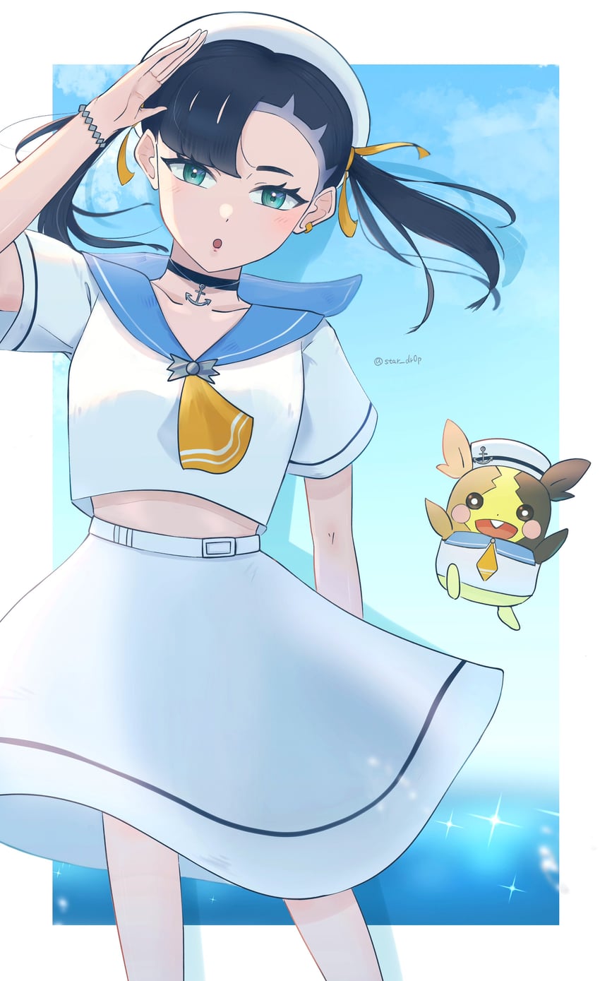 marnie and morpeko (pokemon and 1 more) drawn by star_dr0p