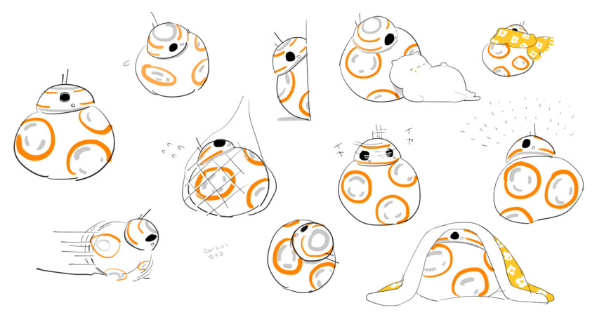 bb-8 and manzoku-san (star wars and 1 more) drawn by kinako_(marubotan)