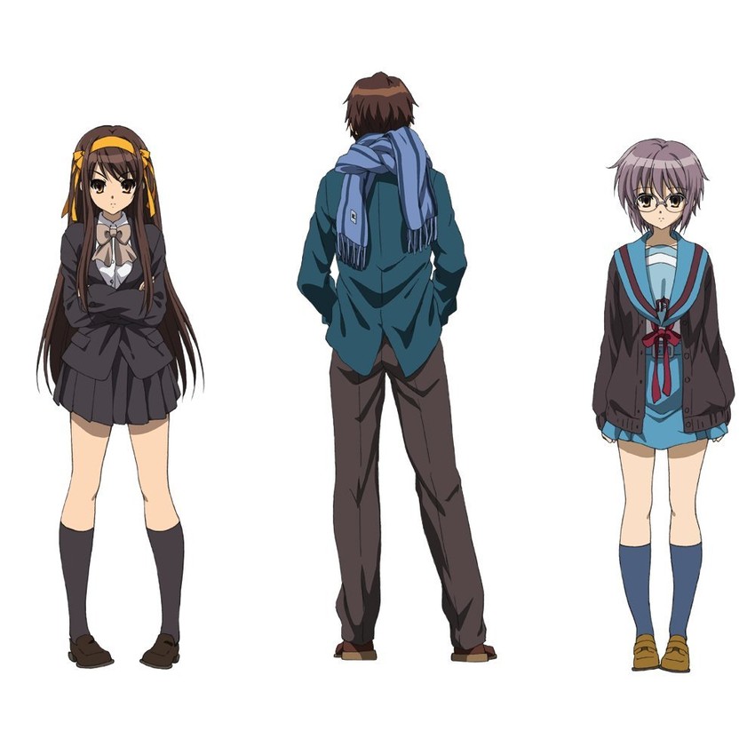 suzumiya haruhi, nagato yuki, and kyon (suzumiya haruhi no yuuutsu and 1 more)